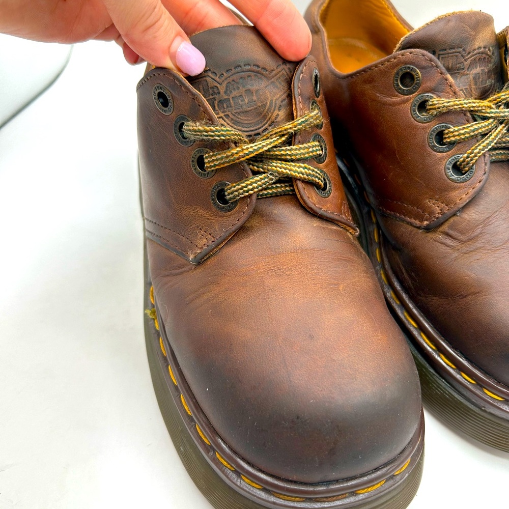 MIE RARE Vintage Dr Martens Chunky Platform Brown Square Toe Lace Up Oxford Shoe - Picture 9 of 17